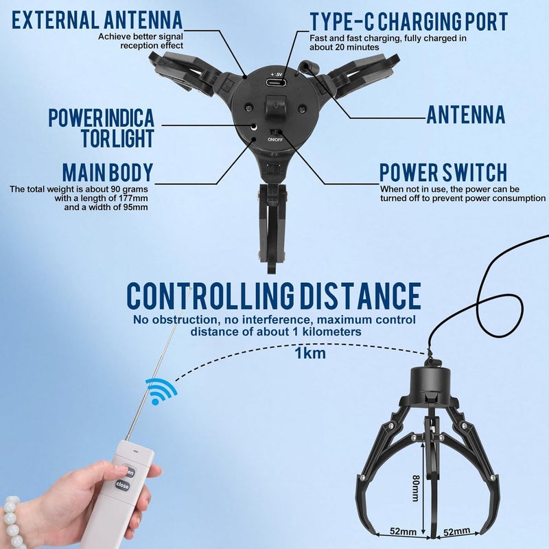 Amanely Mantis Claw Grabber for DJI Drones, Intelligent Manipulator for Mavic 3/Air 3/Mini 4 Pro/Mini 2, Rescue & Fishing Hook with Fixed-Point Drop (Drones Not Included) - Image 4